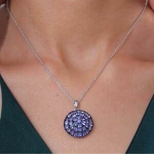 🚨RARE🚨Tanzanite Floral Spray Pendant Platinum/Sterling Silver Necklace 6.5ctw